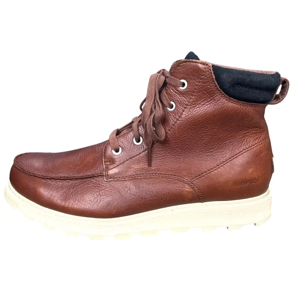 Sorel Men's Madson II Moc Toe Brown Waterproof Leather Boots Size 10.5
